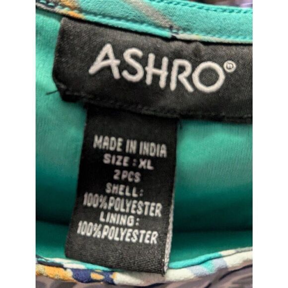 Ashro Cold Should Teal Printed Blouse Women's XL - Picture 3 of 6